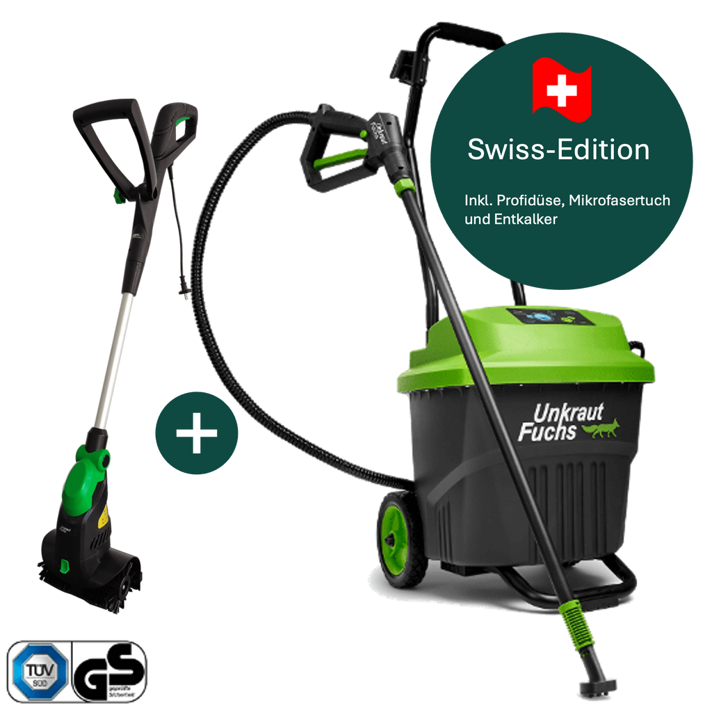 Bundle Unkrautfuchs Schweiz – FoxOne Swiss Edition & Unkrautbürste UB600 elektrische Multi-Bürste mit Aufsatz zur Fugenreinigung image 0