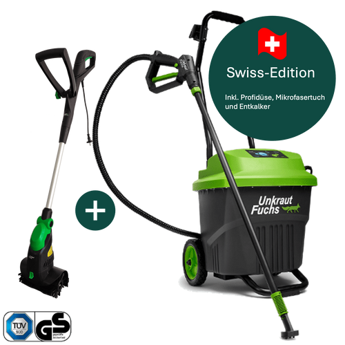 Bundle Unkrautfuchs Schweiz – FoxOne Swiss Edition & Unkrautbürste UB600 elektrische Multi-Bürste mit Aufsatz zur Fugenreinigung image 0